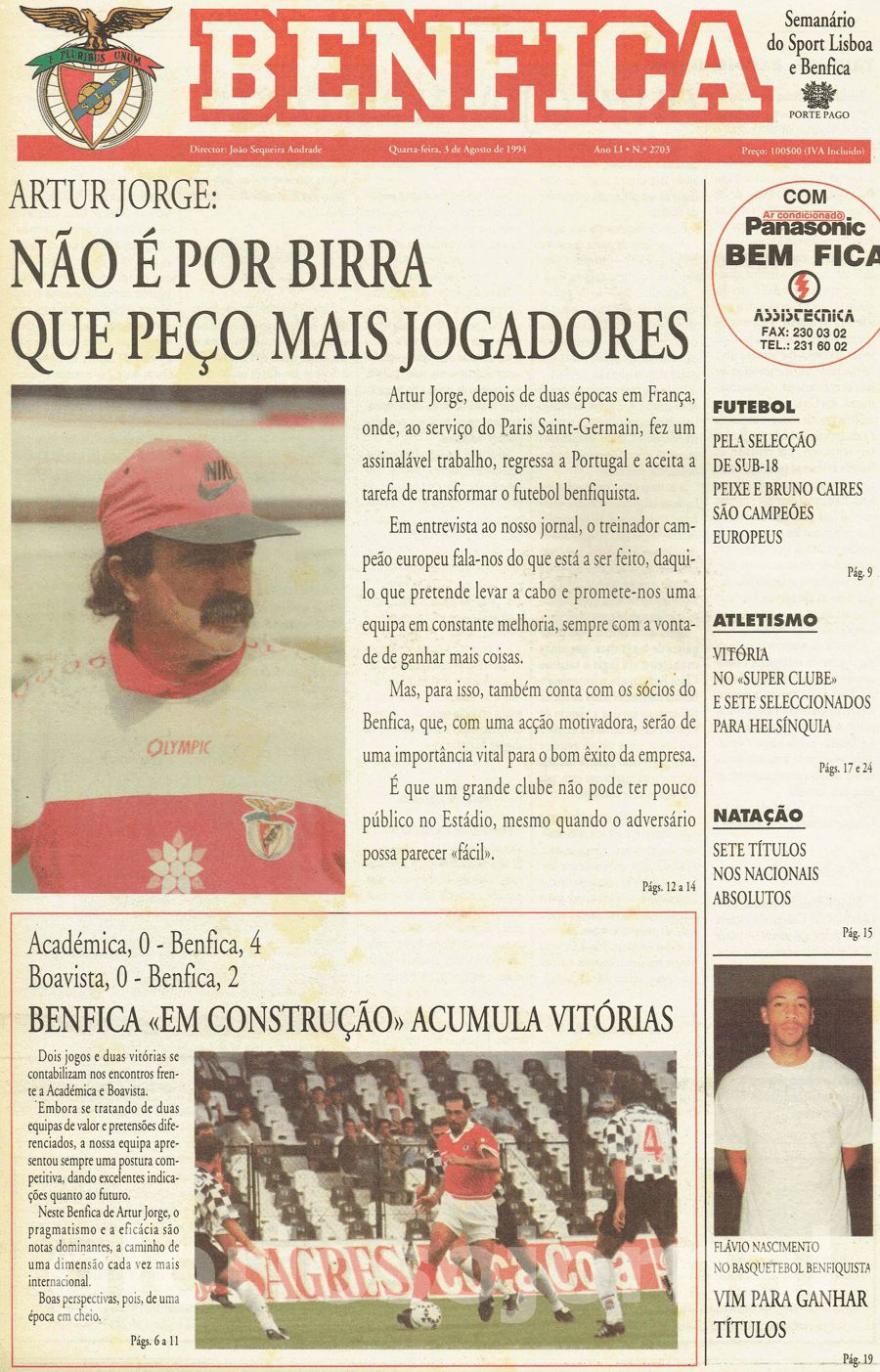 jornal o benfica 2703 1994-08-03